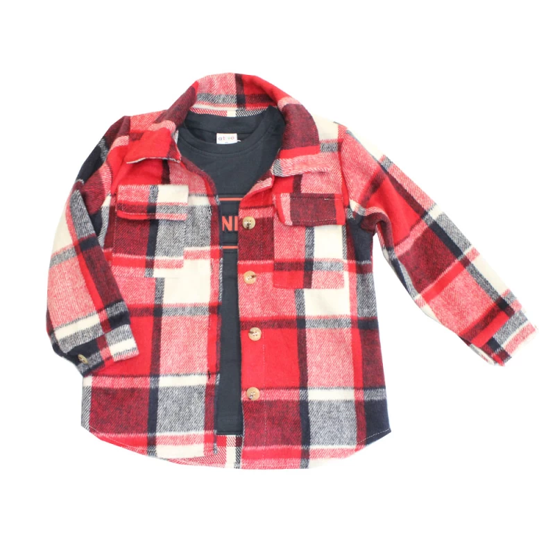 Kόκκινο καρο ζακετο-πουκάμισο 3-14ετών σε φανέλα "CHECKERED"