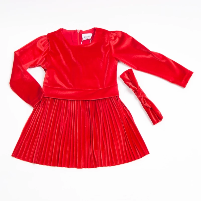 Κόκκινο βελουτέ μπε-μπέ φόρεμα 3-24μηνών  Trax Kids