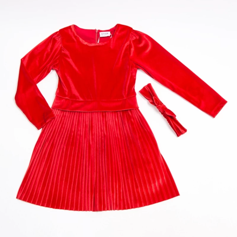 Κόκκινο βελουτέ φόρεμα 7-16ετών  Trax Kids