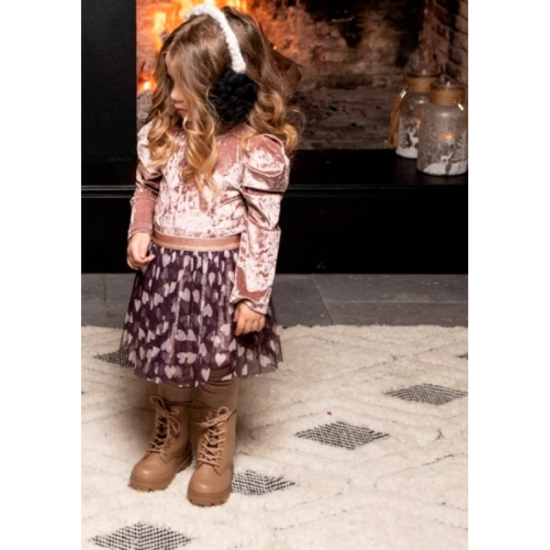Σέτ μπε-μπέ 3-24μηνών βελούδινο κορμάκι με τουτού φούστα M&B fashion 