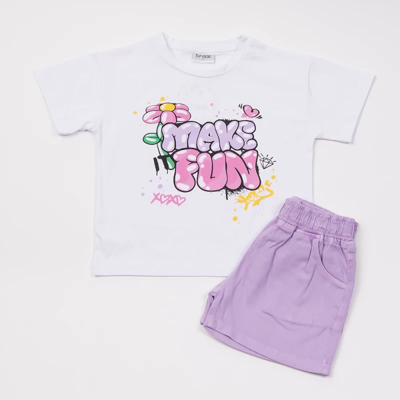 Σέτ με λιλά τζήν σορτσάκι 6-16ετών Trax Kids 47164