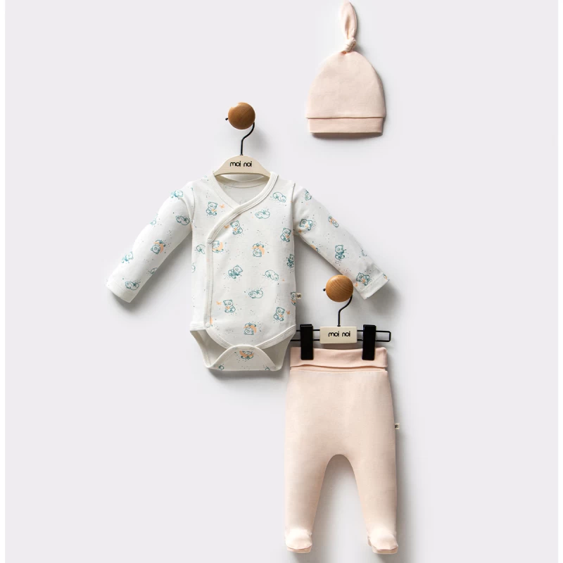 Βρεφικό σετ 3τμχ 0-3μηνών Organic cotton 'teddy bear'