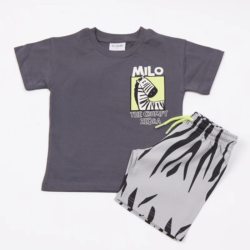 Trax Kids Παιδικό Καλοκαιρινό Σετ Αγόρι Milo Zebra Γκρι 2τμχ 49449