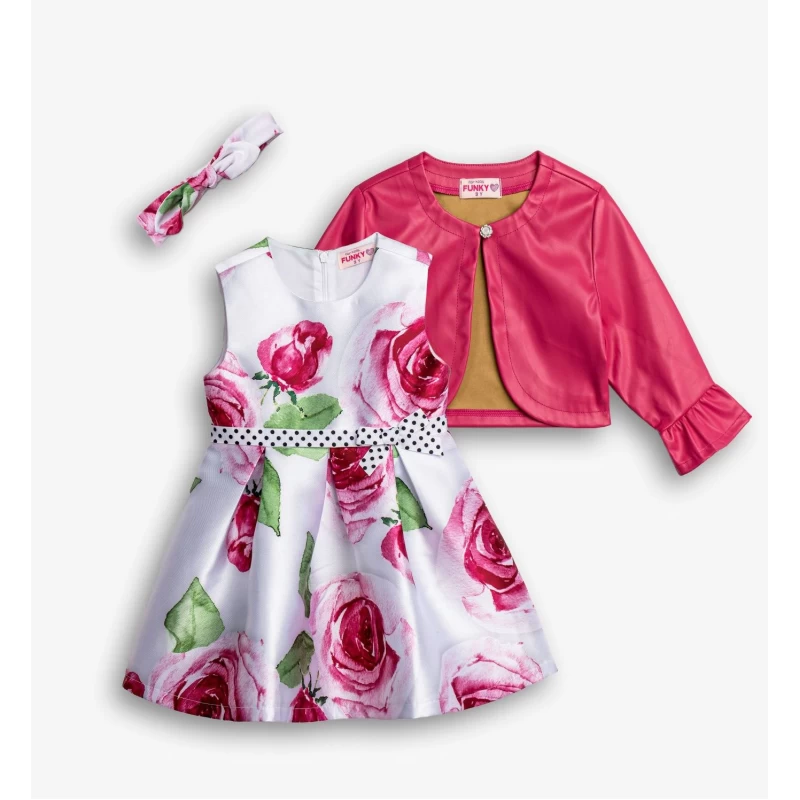 Παιδικό Φόρεμα Φλοράλ με Μπολερό & Headband 2-6 Ετών | FOR FUNKY KIDS 796100