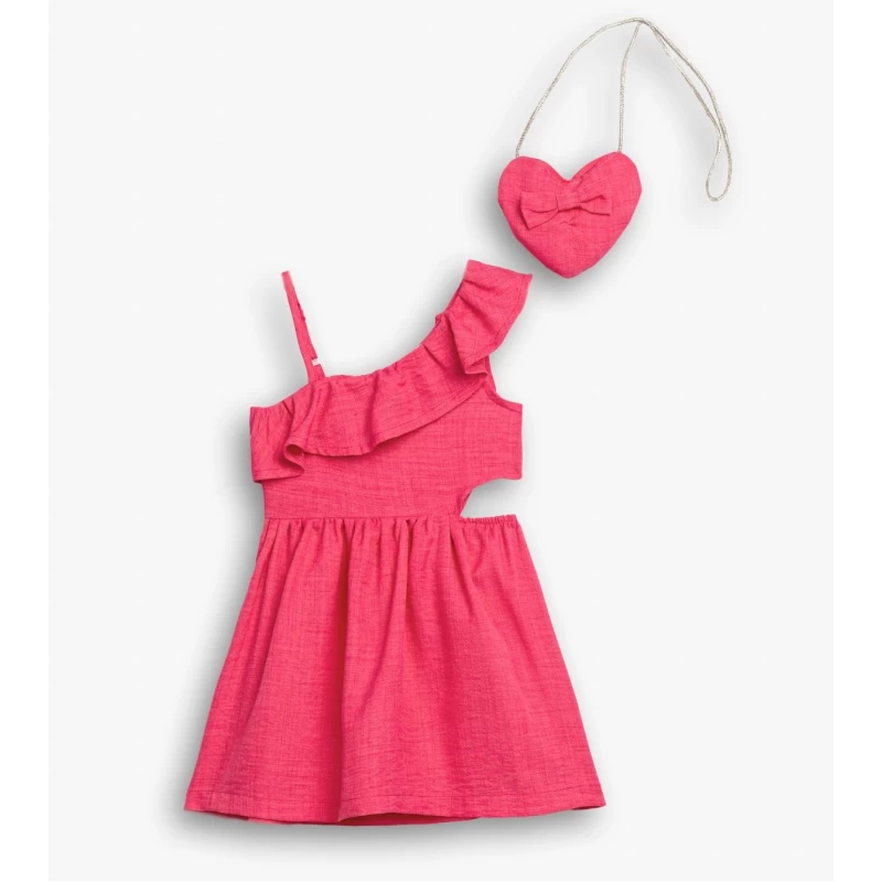 Παιδικό φόρεμα με τσαντάκι καρδιάς κοραλί FOR FUNKY KIDS 729137