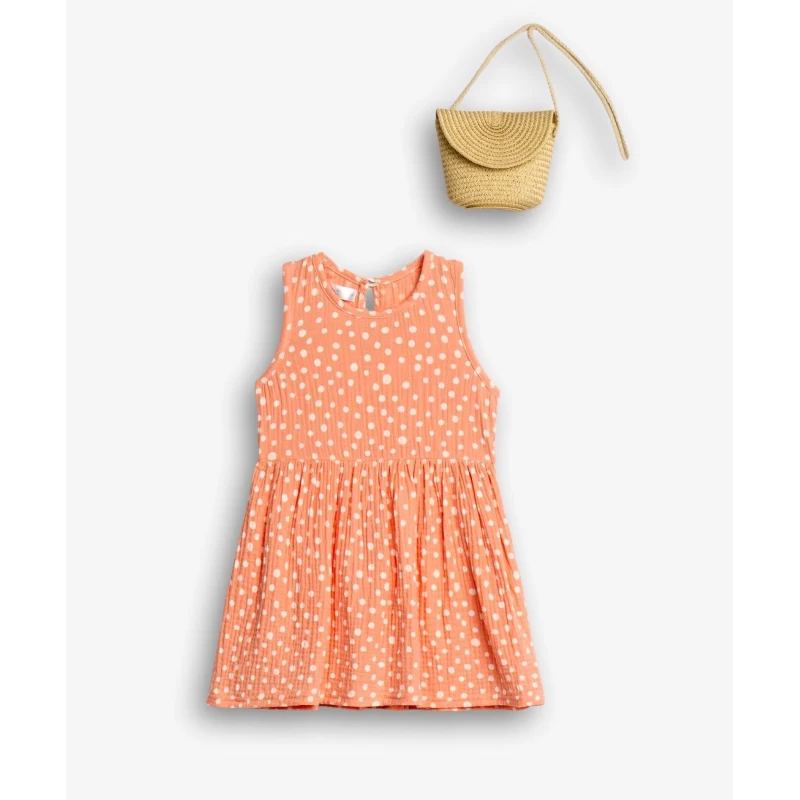 Πορτοκαλί Παιδικό Φόρεμα Πουά 2-6 Ετών For Funky Kids 729121