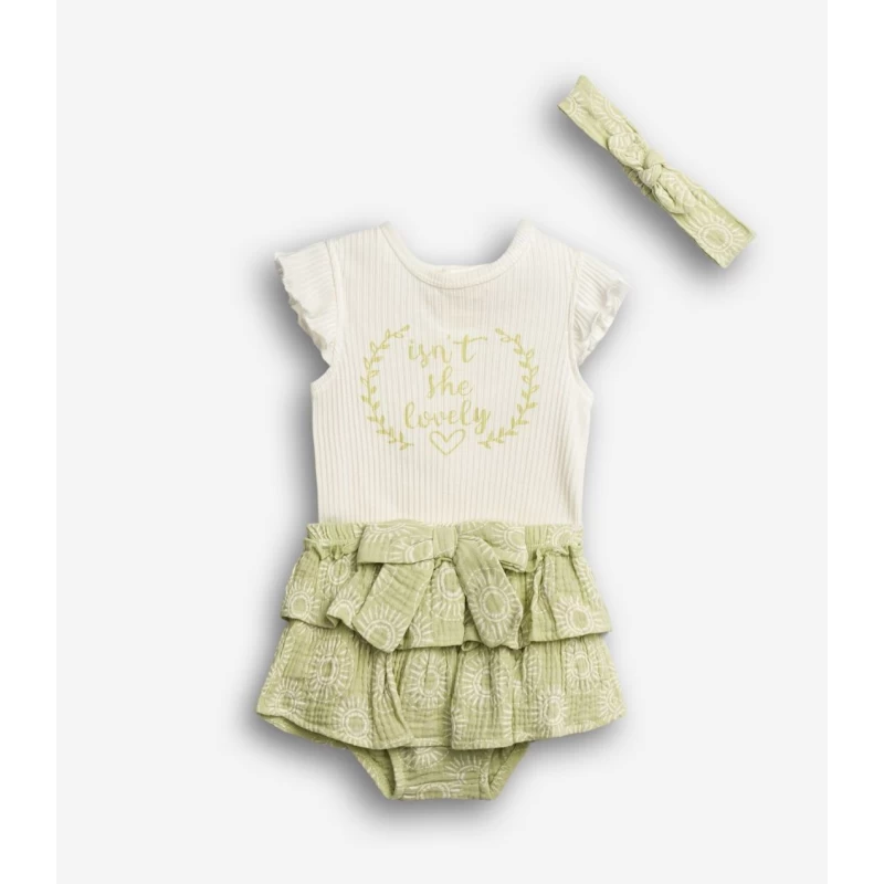 Funky Baby Βρεφικό Φορμάκι Φόρεμα Πράσινο με Κορδέλα 060101