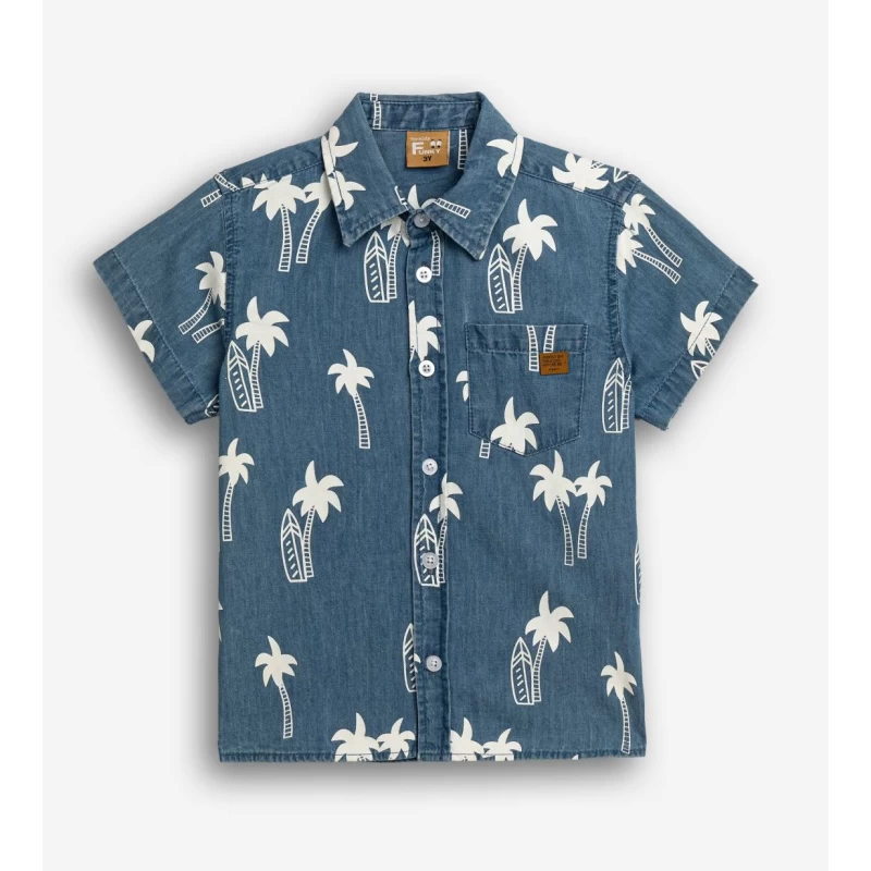 Funky Kids Παιδικό Κοντομάνικο Πουκάμισο Denim με Print Φοίνικες 308102