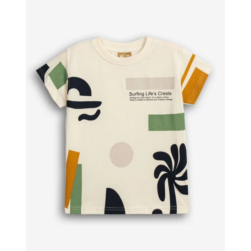 Funky Kids Παιδικό Κοντομάνικο T-Shirt με Print Surf Εκρού 305124