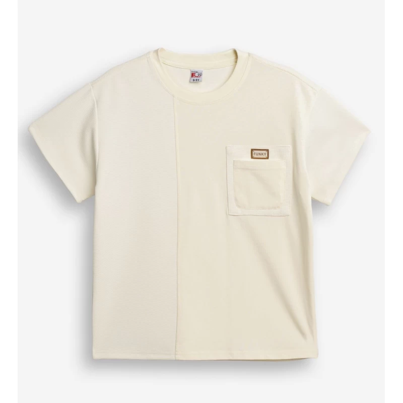 Παιδικό T-Shirt Μπεζ με Τσέπη Funky Kids 6-16ετων 105125