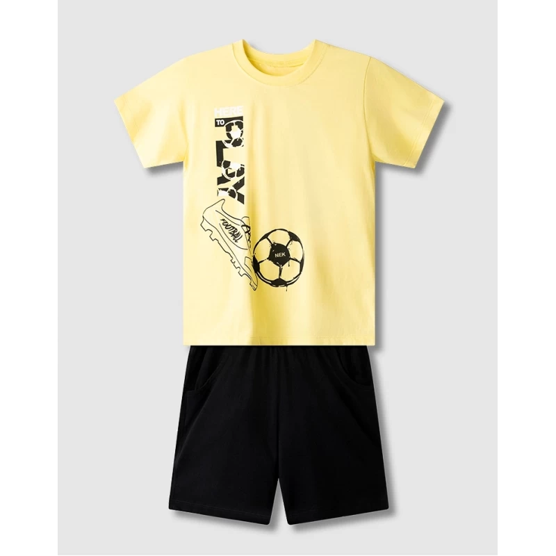 NEK Kids Σετ Αγόρι 6-16 Ετών Κίτρινο T-Shirt & Μαύρο Σορτσάκι 61226