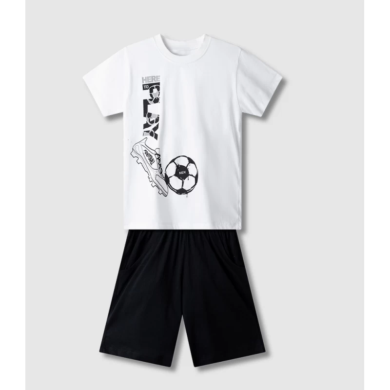 NEK Kids Σετ Αγόρι 6-16 Ετών Λευκό T-Shirt & Μαύρο Σορτσάκι 61226
