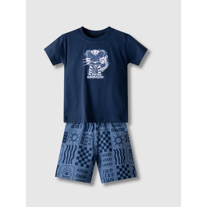 Καλοκαιρινό Σετ Αγόρι NEK Kids 41326 100% Βαμβάκι 2-6 Ετών Μπλε