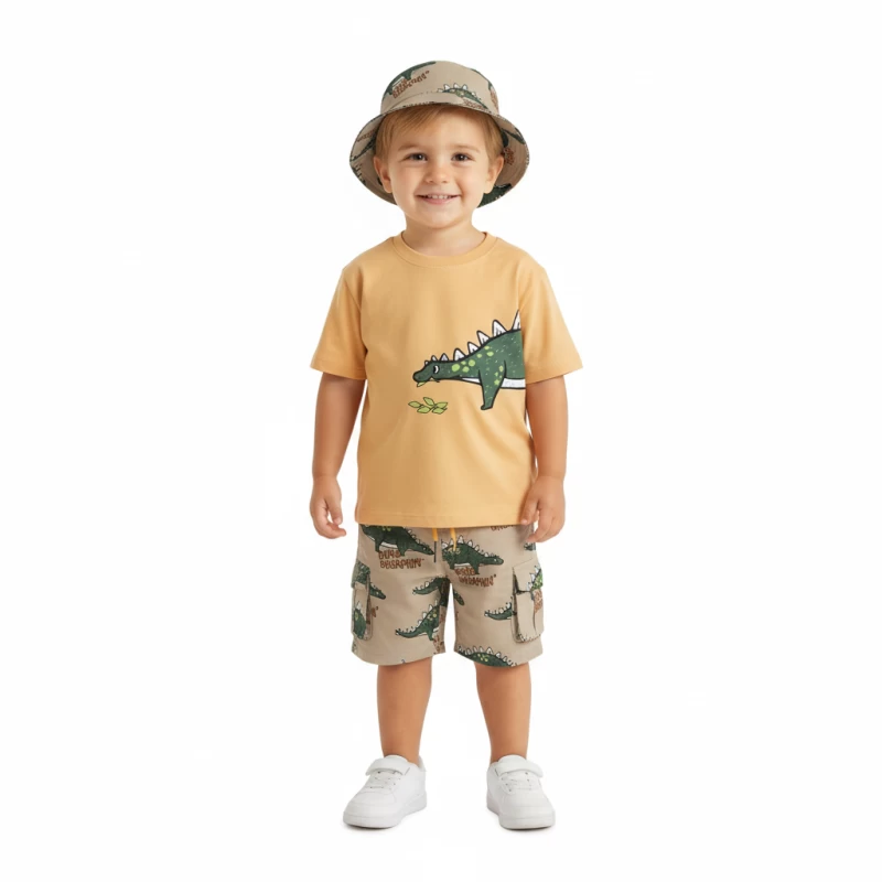 Trax Kids 49430 – Παιδικό Σετ 3τμχ Αγόρι 100% Βαμβάκι 2-6 Ετών (Μπλούζα-Βερμούδα-Καπέλο)