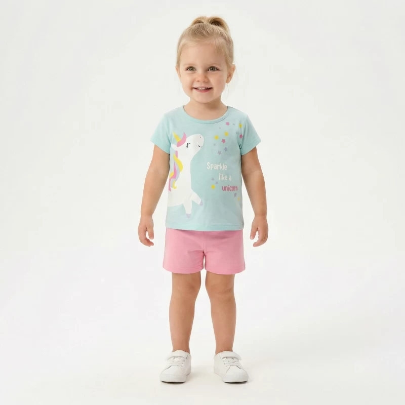 Trax Kids Σετ Κορίτσι 49231 Μπλούζα & Σορτσάκι Unicorn 2-6 Ετών