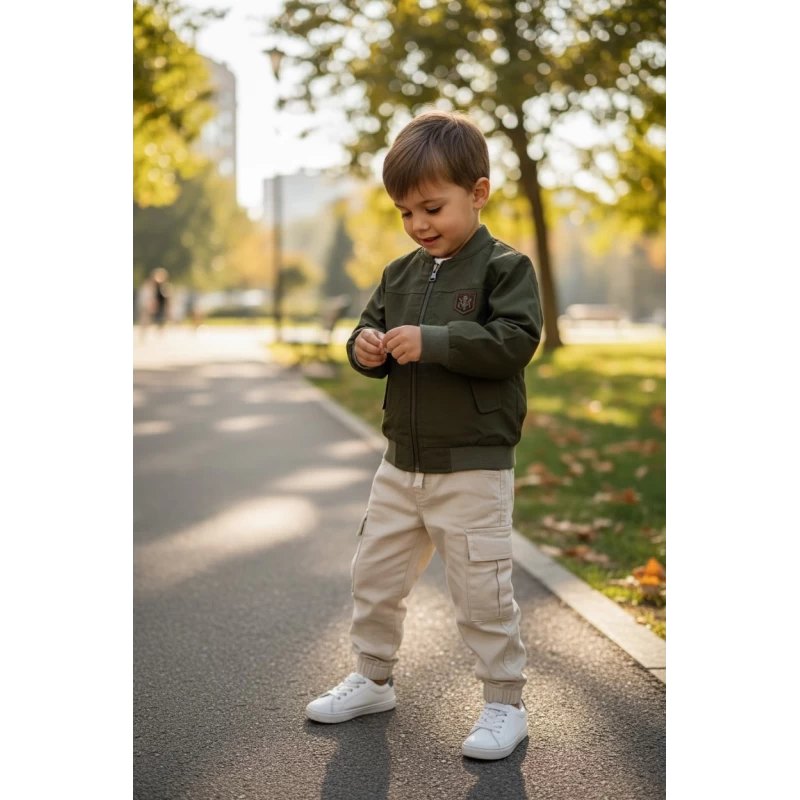 Restart Kids Σετ Αγόρι 3 Τεμαχίων Μπουφάν, Κοντομάνικη Μπλούζα & Παντελόνι Cargo 2-5 Ετών
