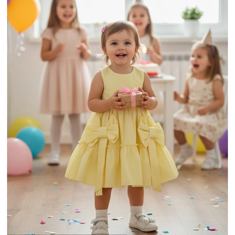 Restart Kids Παιδικό Φόρεμα Κορίτσι Κίτρινο με Φιόγκους 2-5 Ετών