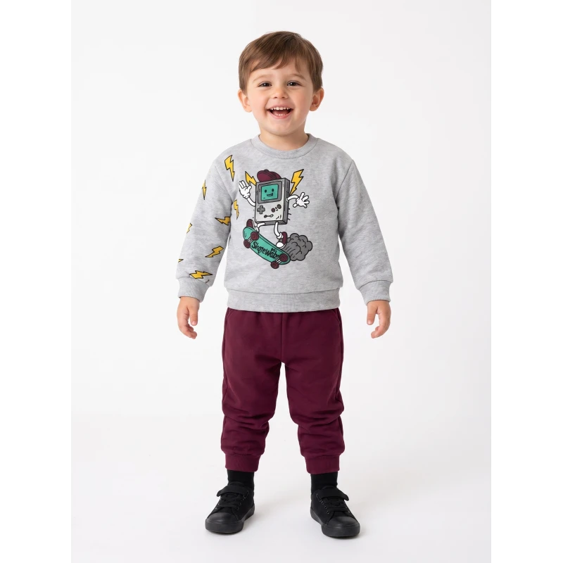 Trax Παιδικό Σετ Φόρμας Gamer Skateboard Γκρι-Μπορντό 1-6 Ετών - Κωδ. 50946