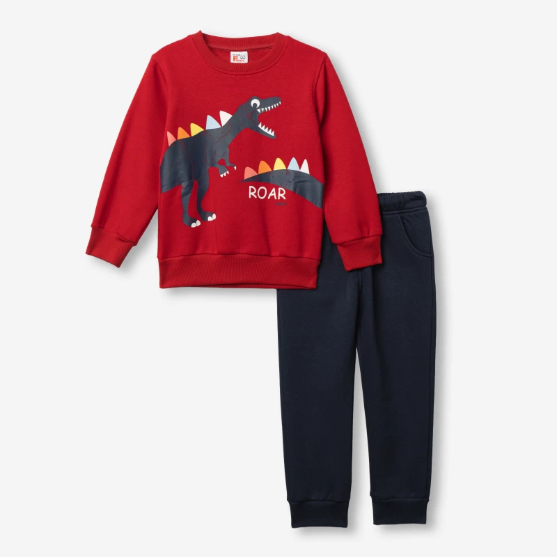 For Funky Kids Παιδική Φόρμα Δεινόσαυρος Roar Κόκκινη 2-6 Ετών για Αγόρι