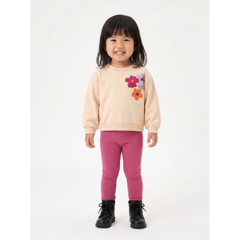 Trax Kids Παιδικό Σετ Φούτερ με Κολάν Flowers Εκρού-Ροζ 2τμχ 1-6 Ετών για Κορίτσι