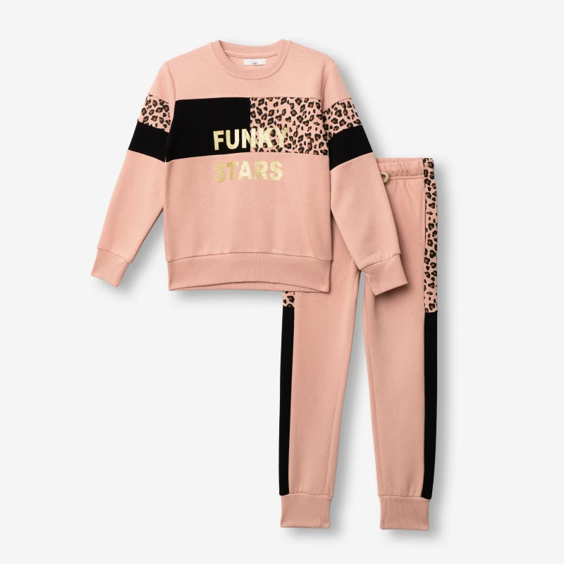 Funky Kids Παιδική Φόρμα Ροζ με Animal Print Λεπτομέρειες 6-16 Ετών για Κορίτσι