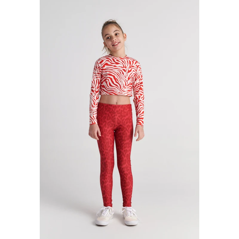 Two in a Castle Red Safari Σετ Κορίτσι Animal Print με Crop Top & Κολάν – Κόκκινο – T7621