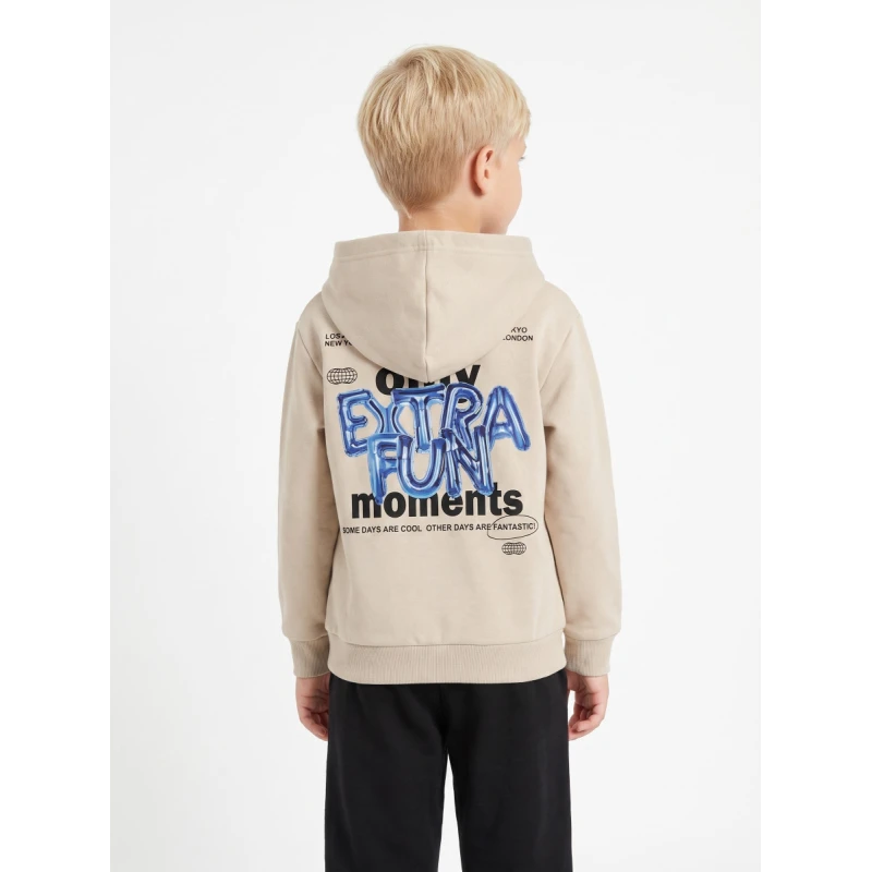 TRAX Kids Φόρμα Αγόρι Only Moments με Φούτερ Κουκούλα – Εκρού/Μαύρο – 7-16 Ετών – 50813