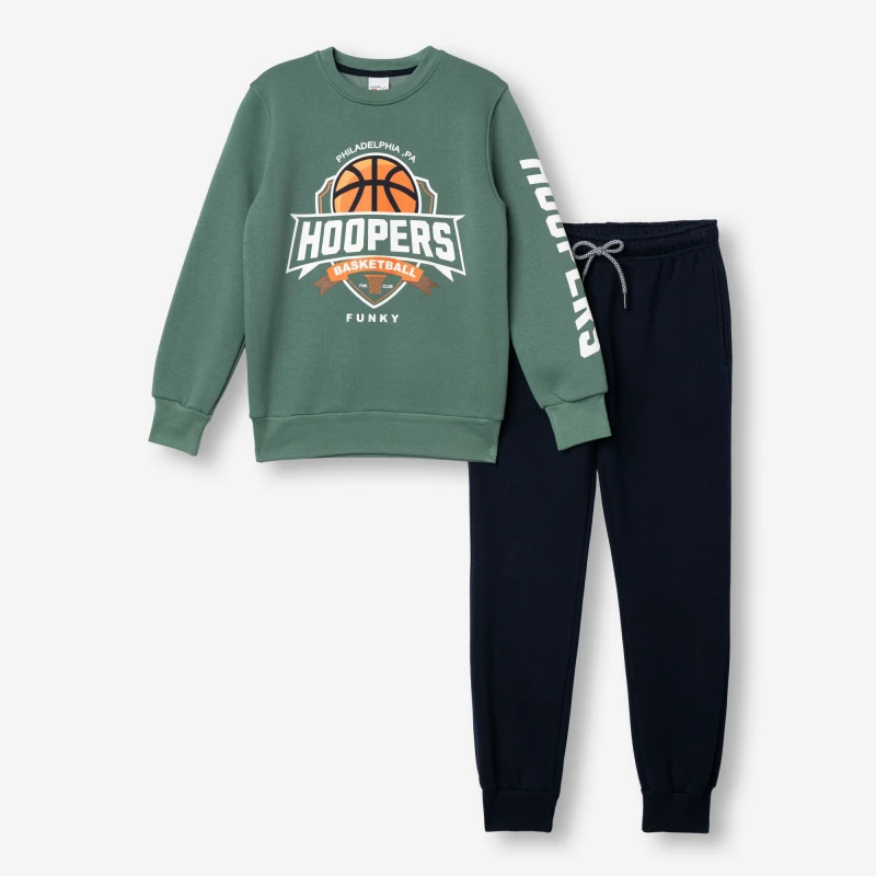 Funky Kids Σετ Φόρμας Αγόρι Hoopers Basketball Πράσινο/Μπλε – 227-117135-2 | Kinderland