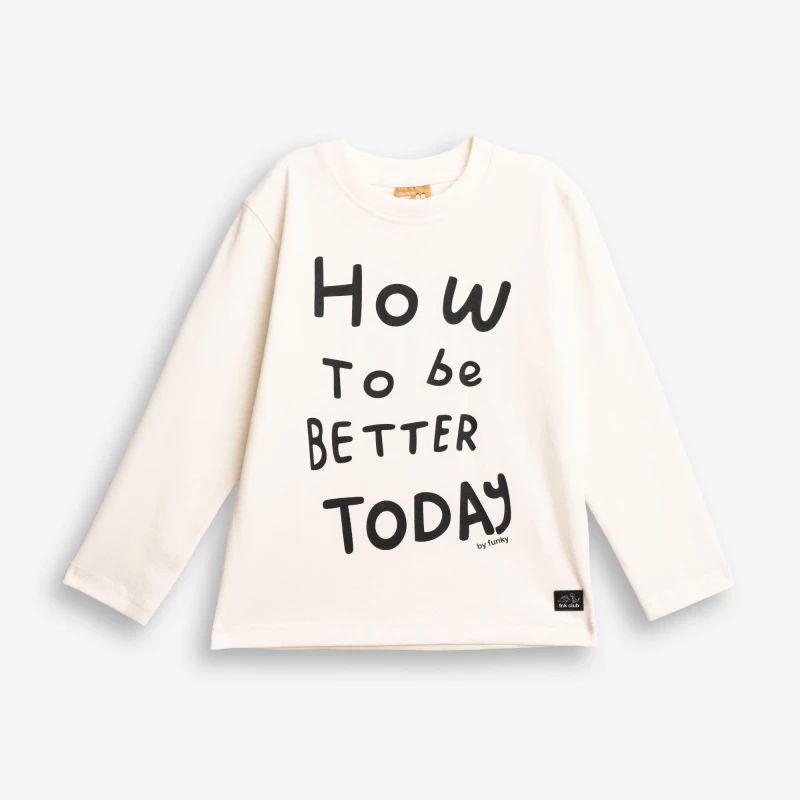 Funky Kids Μακρυμάνικη Μπλούζα Αγόρι How To Be Better Εκρού 2-6 Ετών – 227-306104-1 | Kinderland