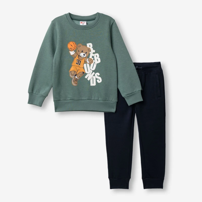 Funky Kids Σετ Φόρμας Αγόρι Bear Basketball Πράσινο/Μπλε 2-6 Ετών –-317128 | Kinderland