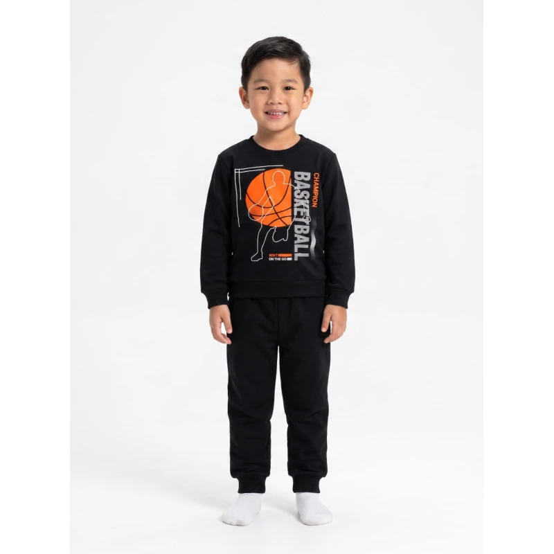 Trax Kids Παιδικές Πυτζάμες Αγόρι Μαύρες Basketball 7-16 Ετών – 50890