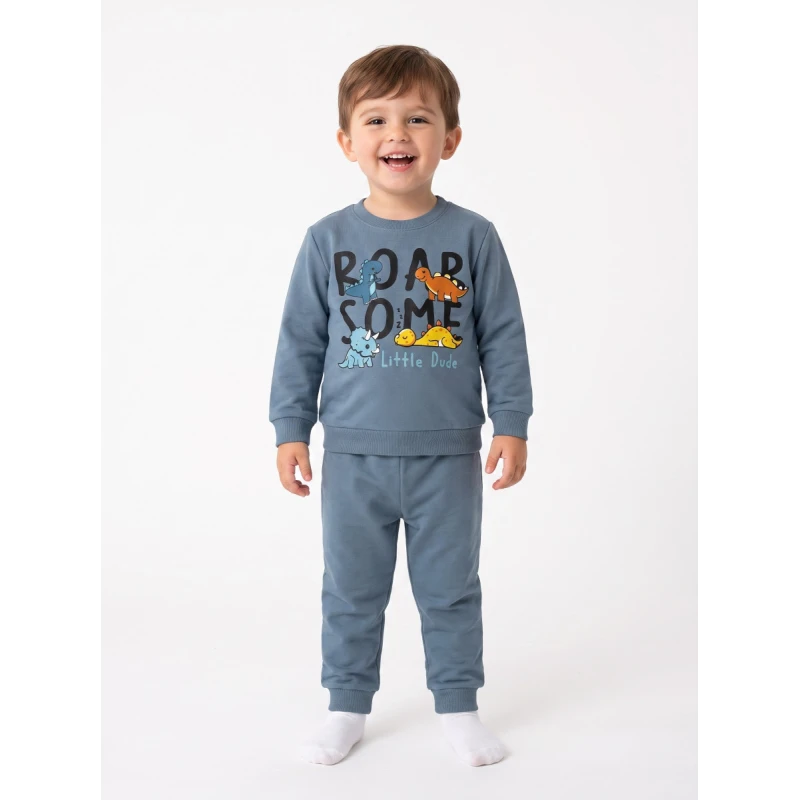 Trax Kids Παιδικές Πυτζάμες Αγόρι Πετρόλ Δεινόσαυροι 1-6 Ετών – 50990