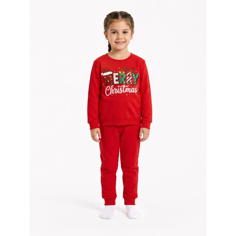 Trax Kids Παιδικές Πυτζάμες Κορίτσι Κόκκινες Merry Christmas 7-16 Ετών – 50695