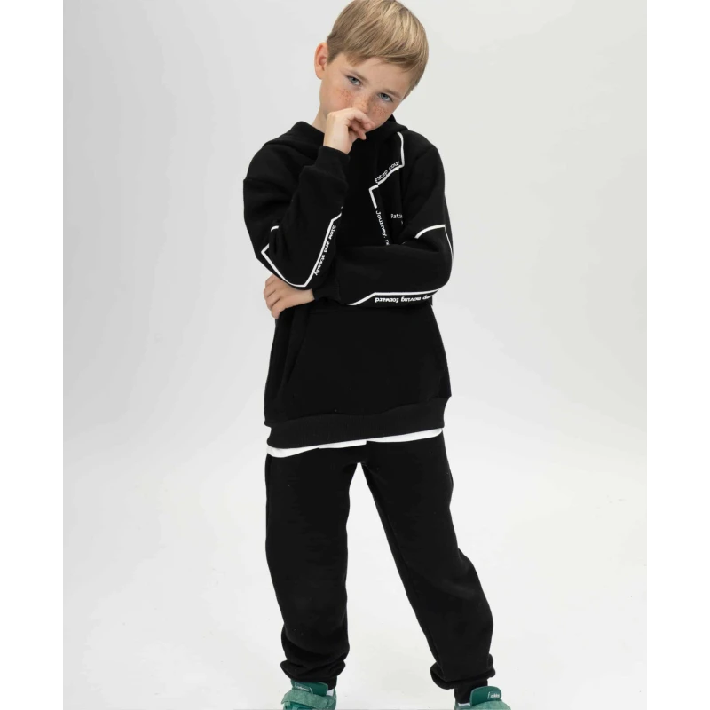 NEK Kids Παιδική Φόρμα Αγόρι Μαύρη με Κουκούλα 6-16 Ετών – 163026
