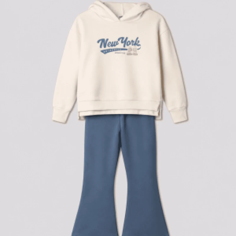 NEK Kids Κοριτσίστικο Σετ Φόρμας New York Εκρού/Μπλε 6–16 Ετών – 123326