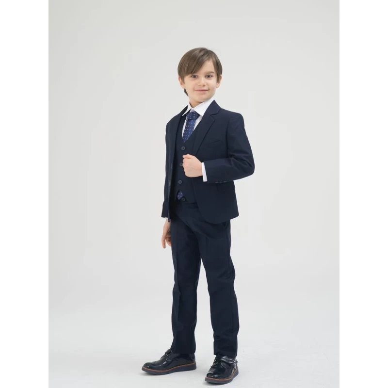 Παιδικό κουστούμι 3 τμχ Σακάκι γιλεκο και παντελόνι  σε μπλέ σκούρο